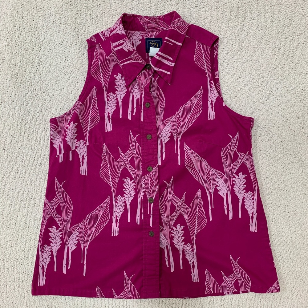 Sig Zane Button Front Sleeveless Top in Pink